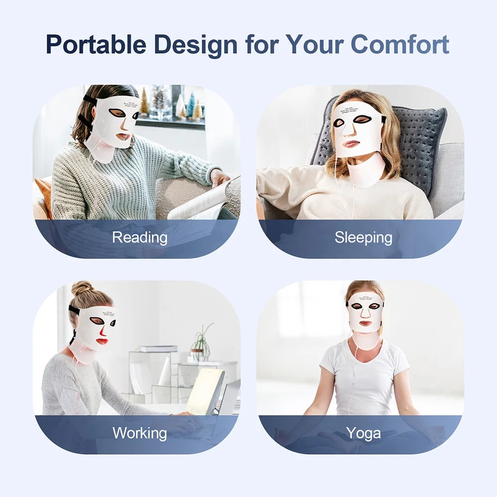 Face Neck Silicone LED Mask 7 Colors LED Light Photon Therapy 3D Flexible Facial Beauty Mask Skin Brighten Skin Care