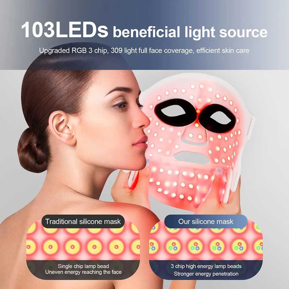 Face Neck Silicone LED Mask 7 Colors LED Light Photon Therapy 3D Flexible Facial Beauty Mask Skin Brighten Skin Care