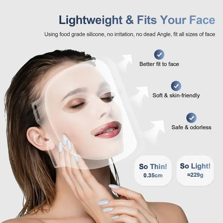 Face Neck Silicone LED Mask 7 Colors LED Light Photon Therapy 3D Flexible Facial Beauty Mask Skin Brighten Skin Care